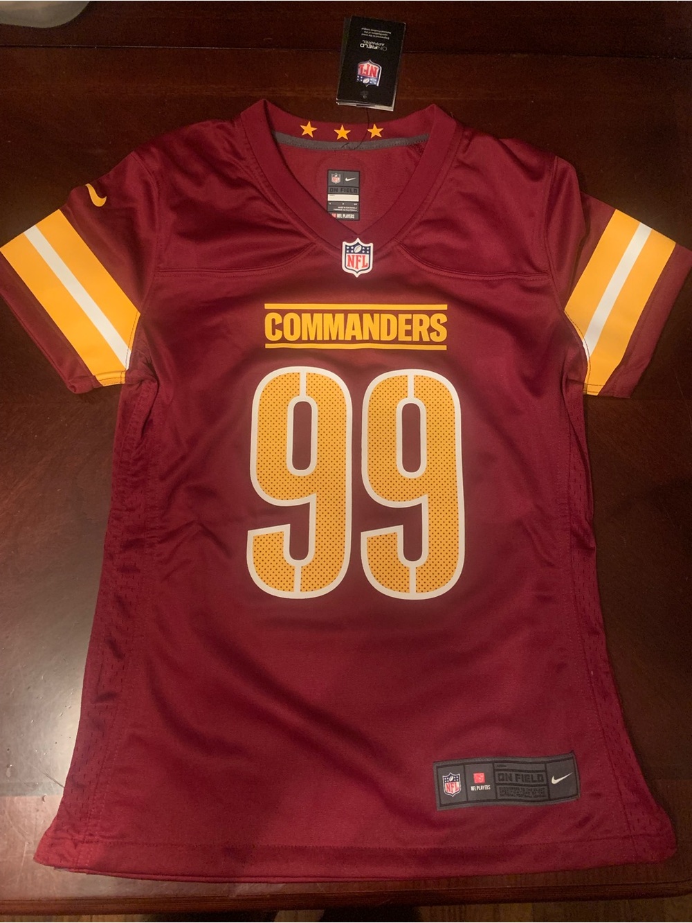 Nike Commanders Burgundy and Gold #99 Jersey